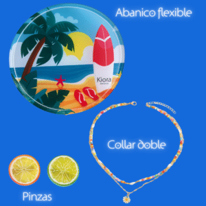 KIT # 5 Abanico flexible, 2 pizas y collar doble