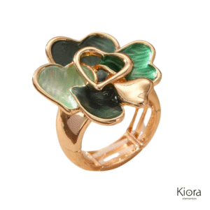 Anillo corazones verdes - resorte